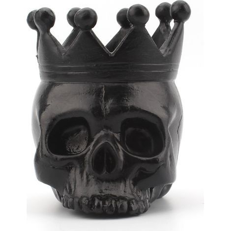 Portavelas con forma de calavera para velas cilíndricas: una decoración ideal para Halloween en el salón, el dormitorio, la cocina, el exterior y mucho más. (Negro) (1/5)
