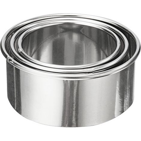 Lot de 3 emporte-pièces ronds en acier inoxydable, compatibles lave-vaisselle, pour raviolis et biscuits. Polyvalents et efficaces, ils sont parfaits pour la cuisine.