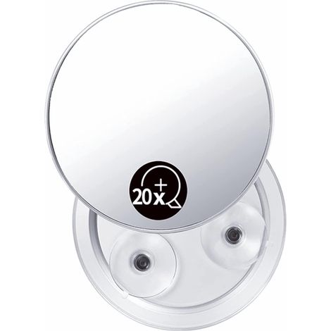 Miroir grossissant 20 x 3 x ventouses, miroir rapproché pour des détails précis du maquillage, super grossissement 15 cm rond miroir concave (1/5)