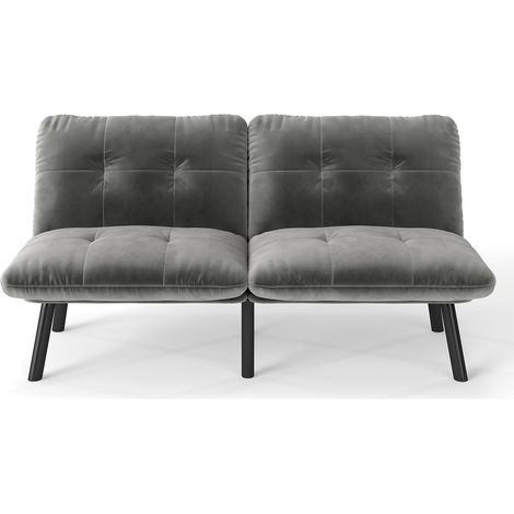 Canapé-lit moderne pliant gris – canapé futon 2 places avec fonction couchage, lit d’appoint peu encombrant (1/5)