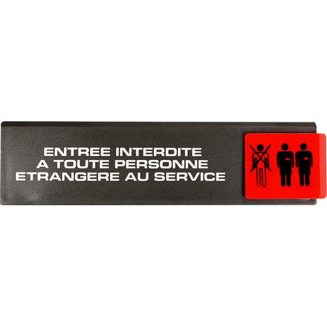 Plaque de porte Entrée interdite à toute personne étrangère au Service - Europe design 175x45mm - 4260198