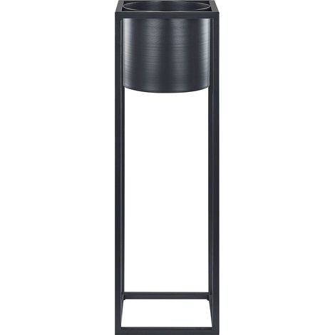 Pflanzenständer Schwarz 15 x 15 x 50 cm Metall Rechteckig für Drinnen und Draußen UV-Beständig Balkondekoration Wohnzimmerdekoration