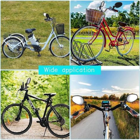 Miroir de vélo 2 pièces, miroir de guidon réglable, rotatif à 360°, miroir de sécurité convexe en acrylique résistant aux chocs pour cyclisme (1/4)
