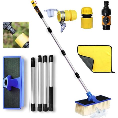 Brosse Lavage Voiture,Brosse de Lavage pour Voiture avec Raccord d'eau,Balai Voiture Lavage,Brosse avec Manche Ajustable 168cm,Balai Lavage Voiture,pour voiture, camping-car, camion, jardin (1/5)