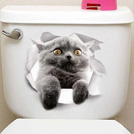Sticker mural PVC Chat Adorable Animal pour réfrigérateur et toilettes (1/4)