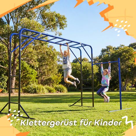 Structure d'escalade extérieure, tour d'escalade avec barre de traction et barre de gymnastique pour enfants 3-8 ans, jusqu'à 150 kg, 250x190x180 cm, noir (1/5)