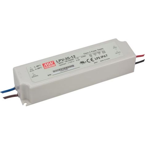 Fuente de alimentación conmutada MEAN WELL LPV-35-12 LED 36 W 12 V 3 A 90-264 V CA 127-370 V CC IP67