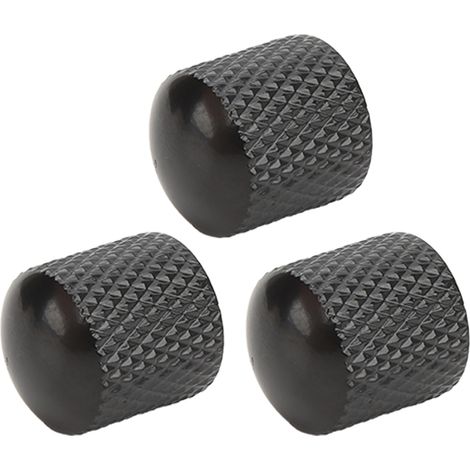 Boutons de Remplacement pour Guitare Électrique - 3 Pièces Noires en Métal Durable, Compatibles avec la Plupart des Potentiomètres (1/5)
