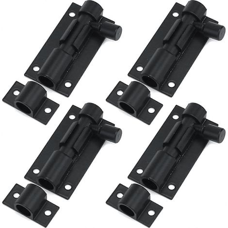 Verrou à barillet noir en alliage d'aluminium, loquet coulissant de sécurité pour porte de 5 cm (2 pouces). (1/5)
