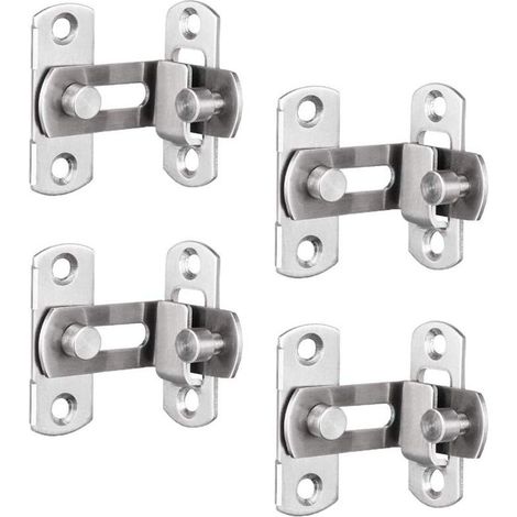 4 Pièces Angle Droit Serrure de Porte Coulissante, Loquet de Porte de Sécurité, Boulons de Verrouillage en Acier Inoxydable, pour La Maison Chambres Jardin Salles de Bains (1/5)