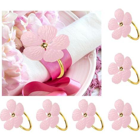Floral napkin rings, Christmas napkin rings, wedding napkin rings, pink, set of 6 (1/5)