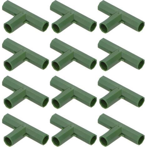 12 Connecteurs de Cadre de Serre 16 mm, Raccords Tuyaux Plats 3 Voies pour Treillis de Raisin et Abri Pare-Soleil – Vert (1/5)
