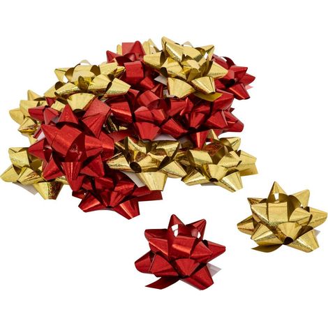 Lot von 15 oder 20 Sternen aus holographischem Bolduc - Rotgold klein