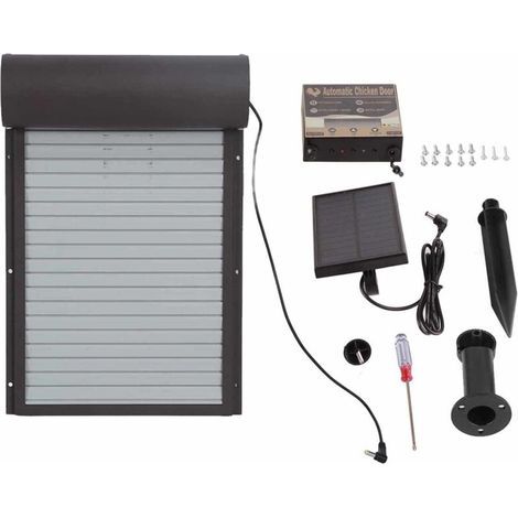 Porte automatique pour poulailler solaire – Métal en tôle de fer et aluminium – Minuterie intégrée – Compatible avec poulets et canards (1/5)