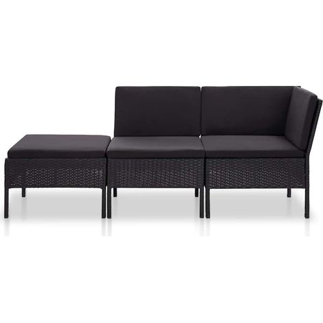 Maison Exclusive - 3-tlg. Garten-Lounge-Set mit Auflagen Poly Rat (1/5)