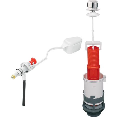 Chasse d'eau wc complète mécanisme wc simple chasse MX & robinet flotteur à alimentation latérale F80, gris et rouge (1/5)