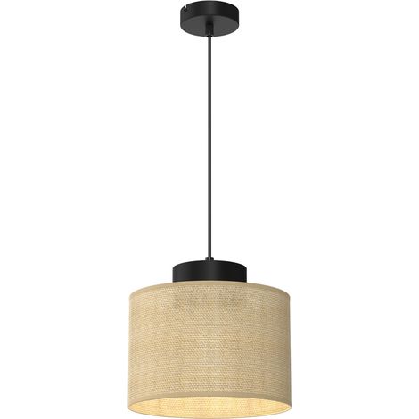 Suspension noire abat-jour jute beige Ø25 E27 Luminex