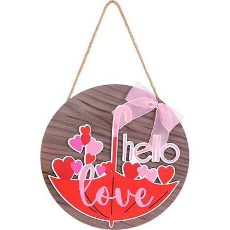 Hölzernes, schirmförmiges Schild zum Valentinstag, Blumenkranz, Türdekoration, Schaufensterdekoration in Einkaufszentren (1/2)