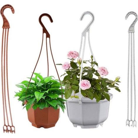 Supports pour pots de fleurs en plastique, crochets et chanes de suspension, lot de 10 pour jardin et balcon, 24/36 cm (1/5)