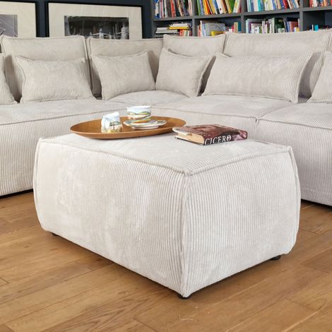 Pouf 102x60x44 cm en velours côtelé beige
