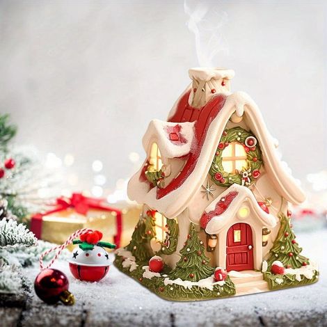 Maison De Village De Noël - Brûle-Encens En Résine Avec Pince - Décor Festif Pour Chambre, Salon Ou Bureau - 1 Pièce (1/5)