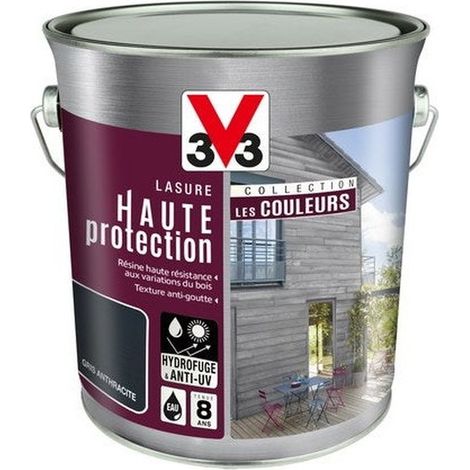 V33 Lasure Haute protection les couleurs 8 ans gris anthracite satiné 2.5 l (1/3)