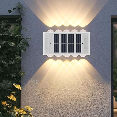 Set mit 4 Solar-Gartenleuchten für den Außenbereich, 10 LEDs, wasserdicht (IP65), Zaun- und Wandleuchten, direkte Beleuchtung für Garten, Hof, Zaun, Garage, Einfahrt, Tor (1/5)
