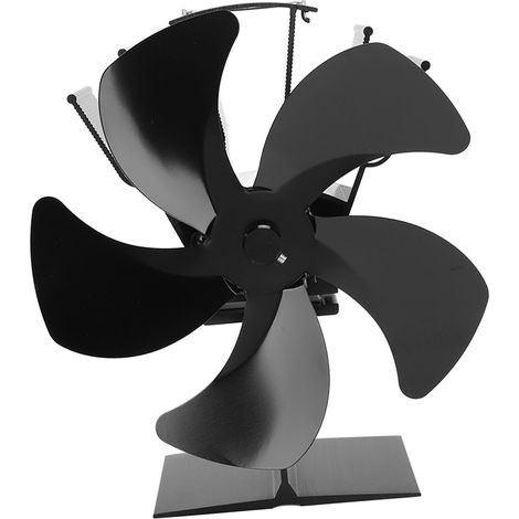 Ventilateur thermique de poêle à bois et cheminée auto-alimenté par la chaleur 5 pales noir (1/5)