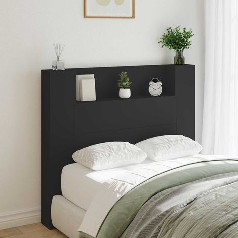 Kopfteil mit Regal Schwarz 120 x 16,5 x 103,5 cm Holzwerkstoff