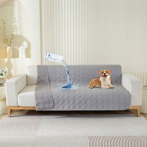 Housse imperméable canapé,Housse Impermeable canape lit, avec Base antidérapante, Protection canapé Chien,Chat(gris,76x178 cm) (1/5)