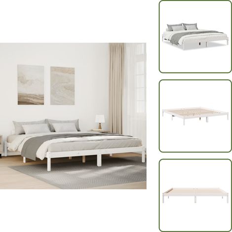 vidaXL Cadre de lit extra long sans matelas 180x220 cm bois massif pin (1/5)