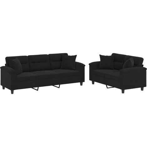 Maison Exclusive - Ensemble de canapés 2 pcs avec coussins Noir Tissu microfibre