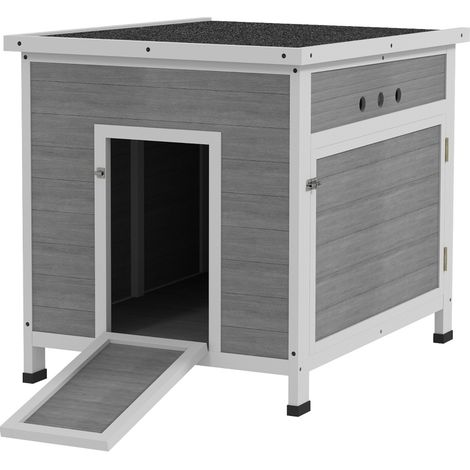 Pollaio in legno con tetto bituminoso impermeabile, porta laterale, 63 x 82 x 76 cm (1/3)