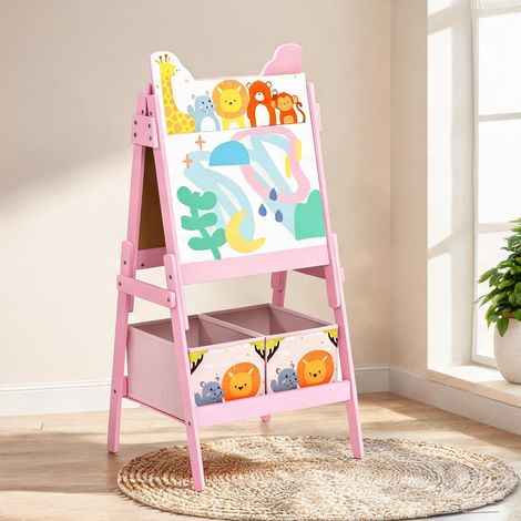 Chevalet double face 53 x 49 x 113 cm avec rangements MDF rose (1/5)
