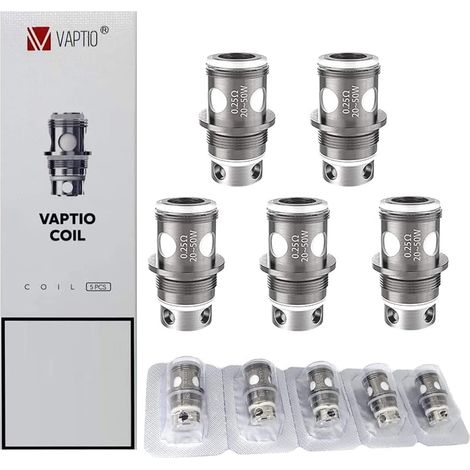 Vaptio PT1 Verdampferköpfe, 5er-Packung, 0,25 Ohm, nikotinfrei, tabakfrei für Vaptio Solo 2 Kit / C2 Kit / P1 Kit