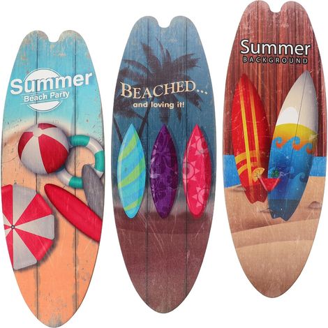 Panneaux Décoratifs Muraux en Bois Planches de Surf 3pcs pour Décoration de Maison de Plage Vintage et Élégante Usage Intérieur et Extérieur (1/5)