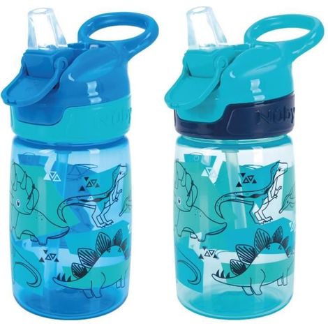 Lot de 2 gourdes - NUBY - Incredible Gulp - 360 ml - Dinosaures (1/4)