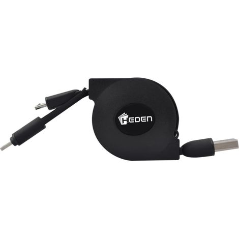 Cable USB de recharge retractable 2en1 de 1M, ligntening + micro usb
