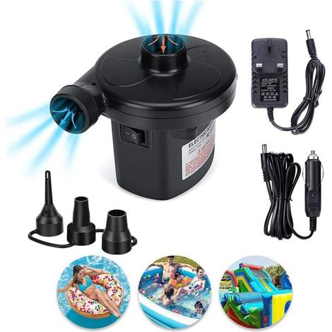 Pompe à air électrique Portable DC 12v / AC 230 240v Gonfleur électrique à Remplissage Rapide Pompe de gonflage d'air pour Matelas d'air Gonflable Coussin de Jouet Piscine Lit Flottant (1/5)