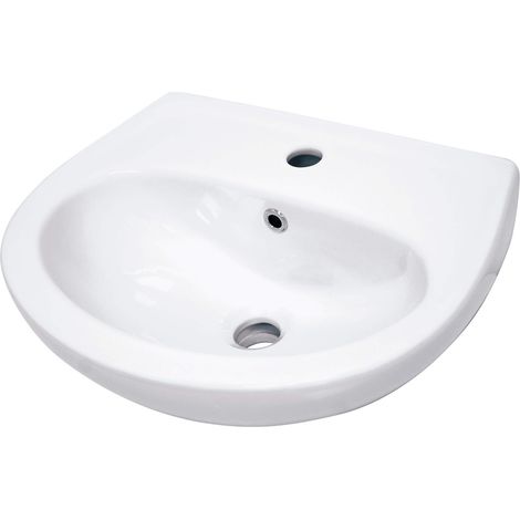 Lavabo in ceramica montaggio a parete con basetta per rubinetteria bianco 45,7x36,4 cm - Veronik (1/2)