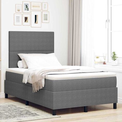 Boxspringbett Hellgrau und Weiß 120 x 190 cm Cordstoff