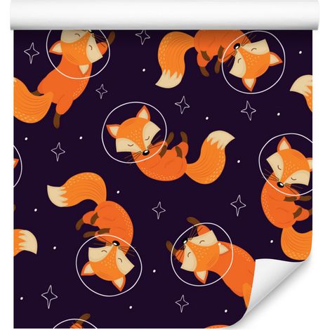 Papel pintado de zorros astronautas para salón y dormitorio, 50x1000 cm (1/5)
