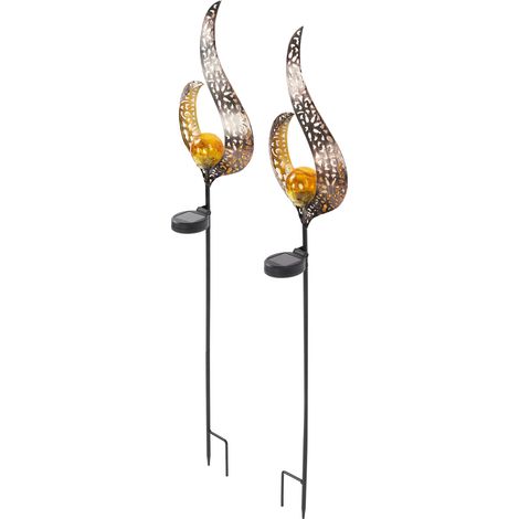 2 lampes solaires décoratives d'extérieur pour éclairer les allées de jardin, pelouse, terrasse, blanc chaud (1/5)