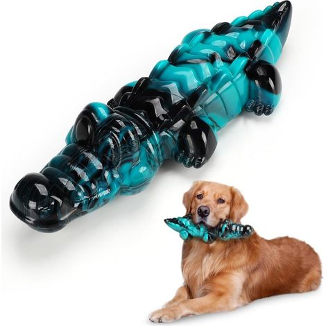 à mâcher texturé en nylon crocodile pour chien, saveur bœuf, crocodile bleu (1/5)