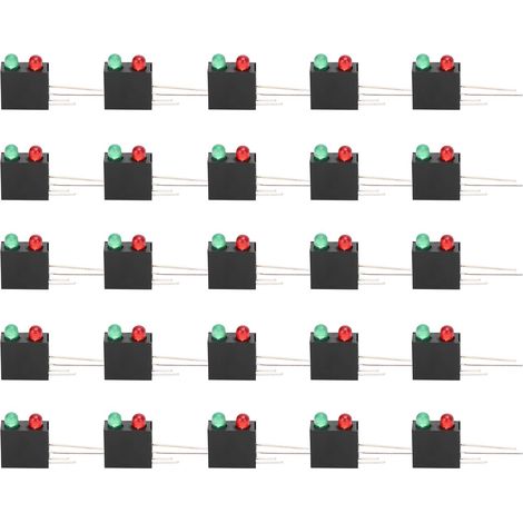 100 pièces LED support en plastique trou carré noir base incurvée à 90 degrés avec lumière rouge vert 3mm (1/5)