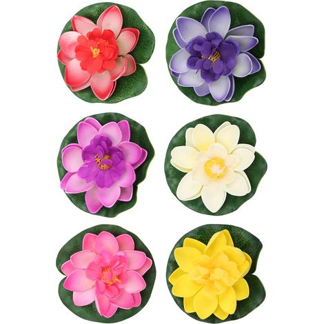 Plantes artificielles pour bassin (6 pièces, 6 couleurs différentes) - Légères, durables, à monter soi-même, accessoires photo décoratifs pour piscine (1/5)