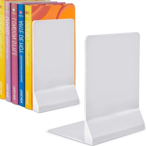 Serre Livre Original Cale Livre Pliable Presse Livre Serre Livres Serre-Livre Cale Livre Etagere Bloc Livre pour Étagère Bloque Livre pour La Bibliothèque De La Maison(1 Paire,Blanc)