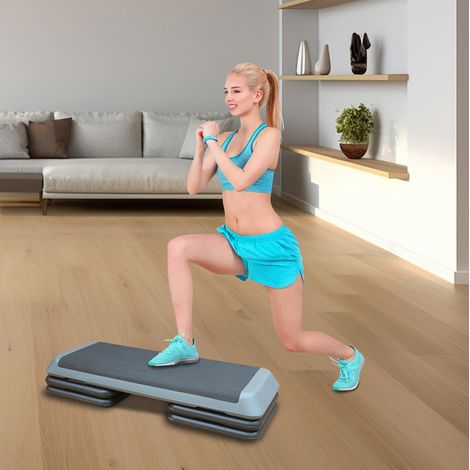 Piattaforma step aerobica regolabile in altezza, 109 x 41 x 11 cm, grigio, HAVRYA (1/3)