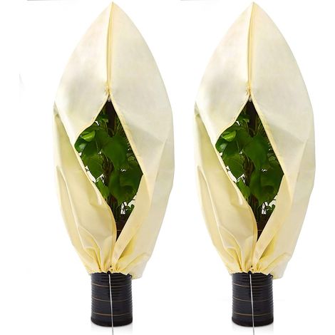 Fundas de invierno para plantas de exterior, paquete de 2 con cremallera y cordón, protectores para plantas y arbustos. (1/5)