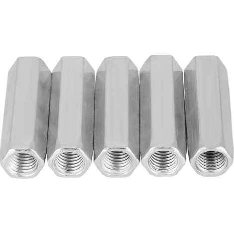 5pcs M10 Écrou Long Tige En Acier Au Carbone Écrous Hexagonaux De Couplage Écrous Hexagonaux Douille Écrou Fixations Filetées (M1050) (1/4)